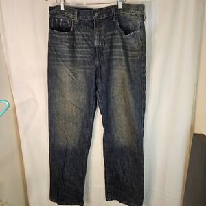 Nautica Jeans Relaxed Fit Denim Pants‎ Distressed Blue Wash 36x32